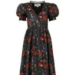 Jessakae Elara Wrap Style Maxi Dress Floral Puff Sleeves Pockets Size XL